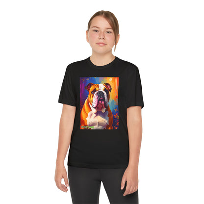 Pup Art Canvas - Kid's Sport Short Sleeve Tee (English Bulldog)