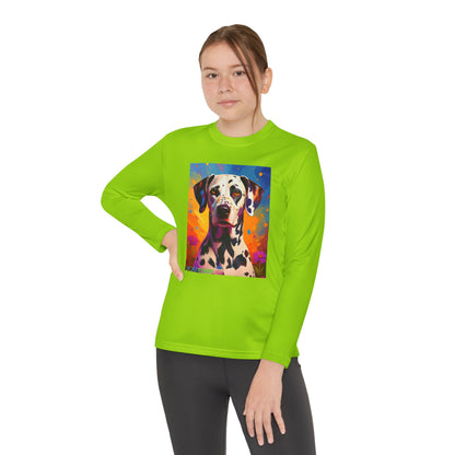 Pup Art Canvas - Kid's Sport Long Sleeve Tee (Dalmatian)