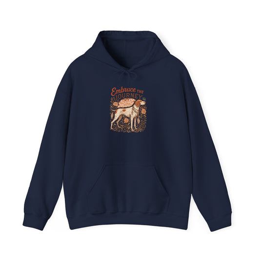 Dogtown Boho Revival "Embrace the Journey" Unisex Heavy Blend™ Hooded Sweatshirt (German Shorthaired Pointer)
