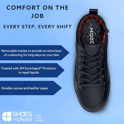 Women'S Slip-Resistant Food Service Shoes - Comfortable, Non-Slip Safety Shoes for Women - High-Top Kitchen Sneakers for Chefs, Servers, Bartenders - Padma