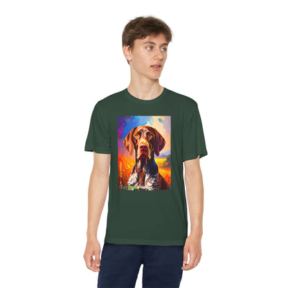Pup Art Canvas - Kid's Sport Short Sleeve Tee (German Shorthaired Pointer)