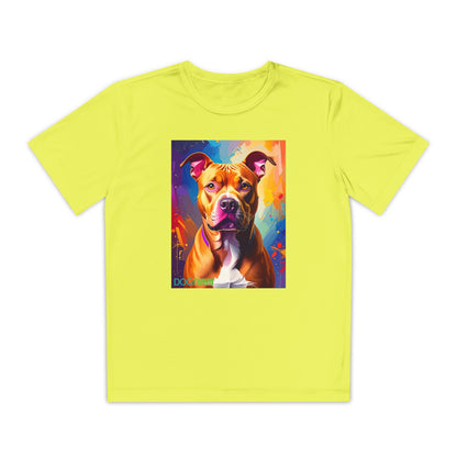 Pup Art Canvas - Kid's Sport Short Sleeve Tee (Pit Bull)