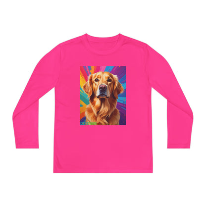Pup Art Canvas - Kid's Sport Long Sleeve Tee (Golden Retriever)