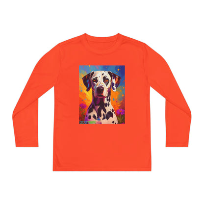 Pup Art Canvas - Kid's Sport Long Sleeve Tee (Dalmatian)