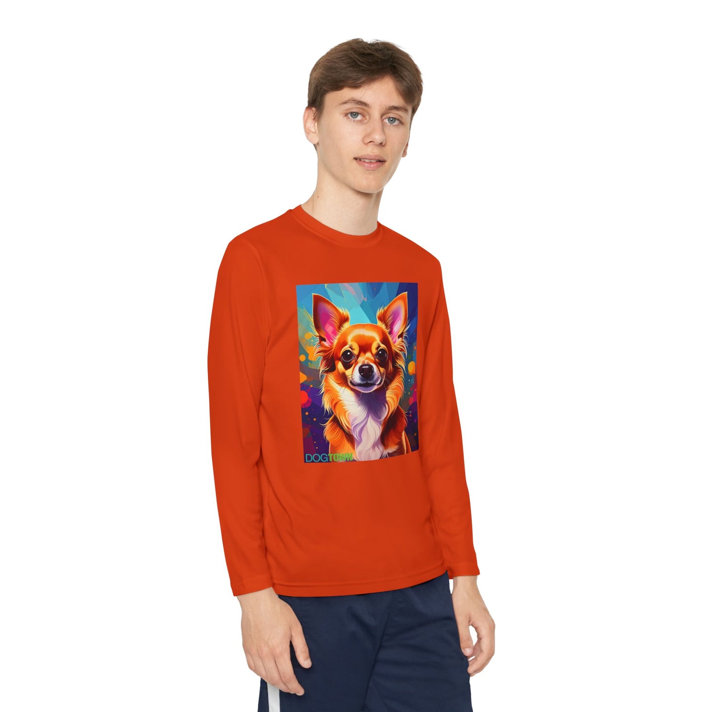 Pup Art Canvas - Kid's Sport Long Sleeve Tee (Chihuahua)