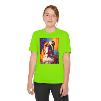 Pup Art Canvas - Kid's Sport Short Sleeve Tee (English Bulldog)
