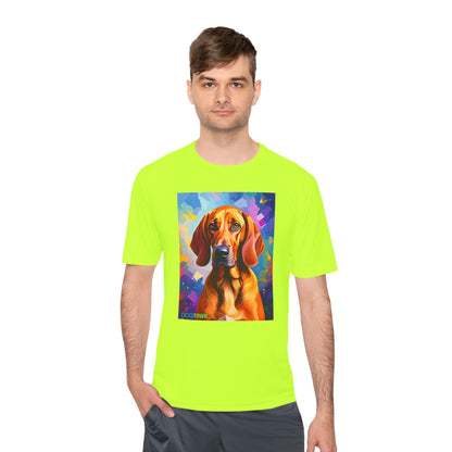 Pup Art Canvas Unisex Moisture Wicking Tee (Redbone Coonhound)