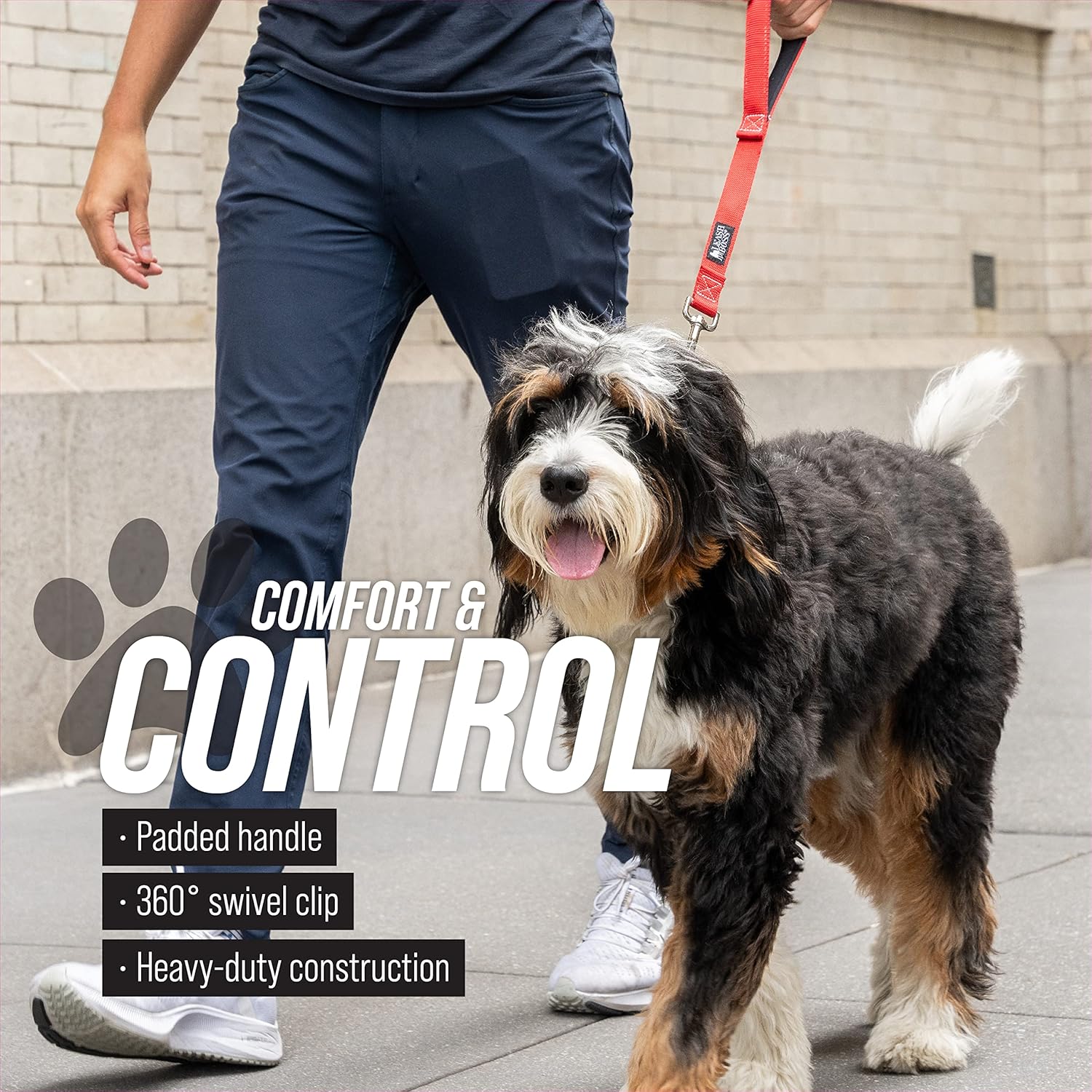 Short Dog Leash with Traffic Handle for Large Dogs