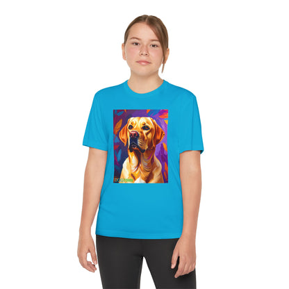 Pup Art Canvas - Kid's Sport Short Sleeve Tee (Yellow Lab)