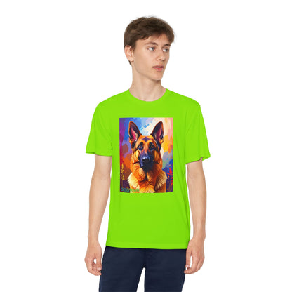 Pup Art Canvas - Kid's Sport Short Sleeve Tee (German Shepherd)