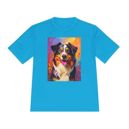 Pup Art Canvas Unisex Moisture Wicking Tee (Australian Shepherd)