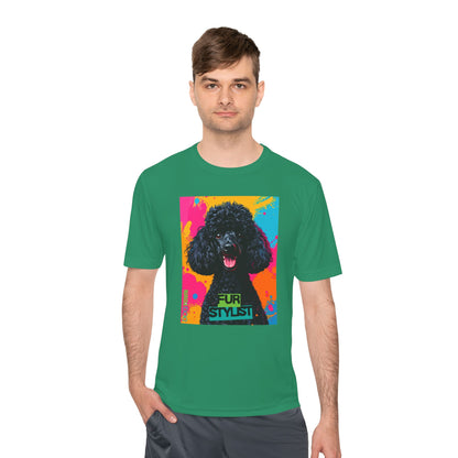 Dogtown Fur Stylist Groomer Short Sleeve Shirt (Colorful with Black Poodle)