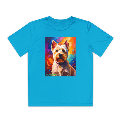 Pup Art Canvas - Kid's Sport Short Sleeve Tee (West Highland White Terrier)