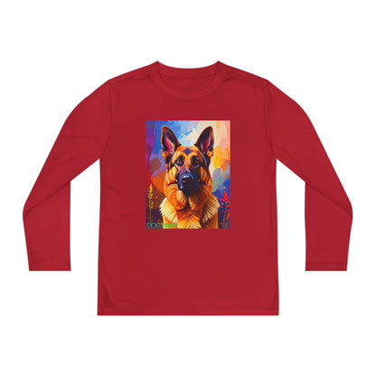 Pup Art Canvas - Kid's Sport Long Sleeve Tee  (German Shepherd)