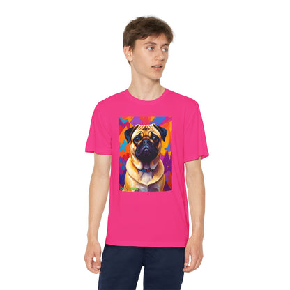 Pup Art Canvas - Kid's Sport Short Sleeve Tee (Pug)