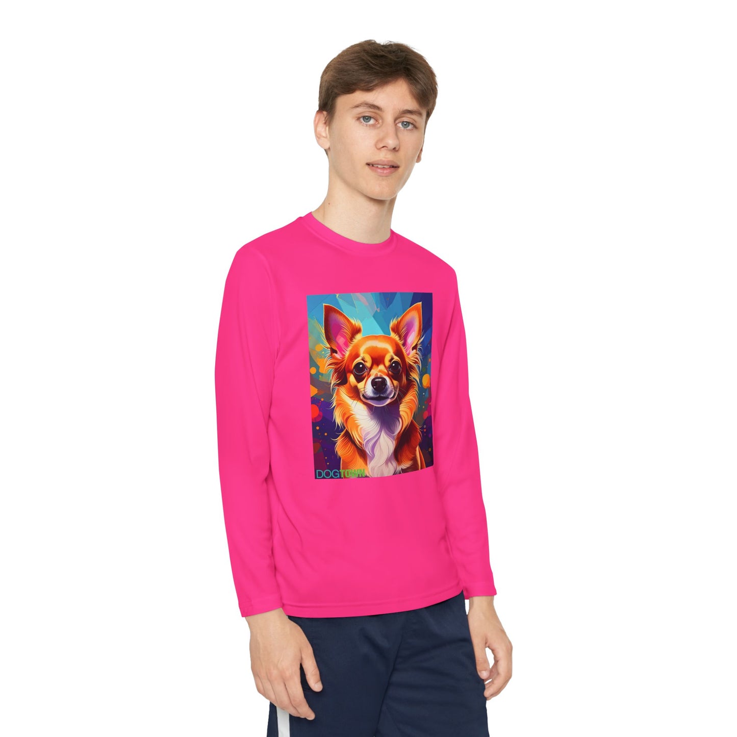 Pup Art Canvas - Kid's Sport Long Sleeve Tee (Chihuahua)