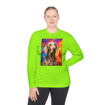 Pup Art Canvas Sport Long Sleeve Tee (Weimaraner)