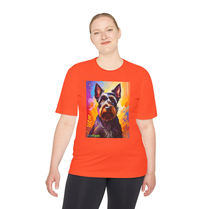 Pup Art Canvas Unisex Moisture Wicking Tee (Scottish Terrier)