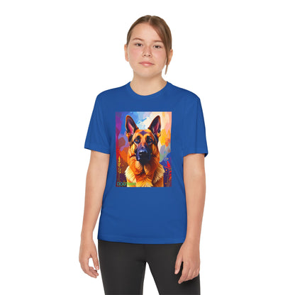 Pup Art Canvas - Kid's Sport Short Sleeve Tee (German Shepherd)
