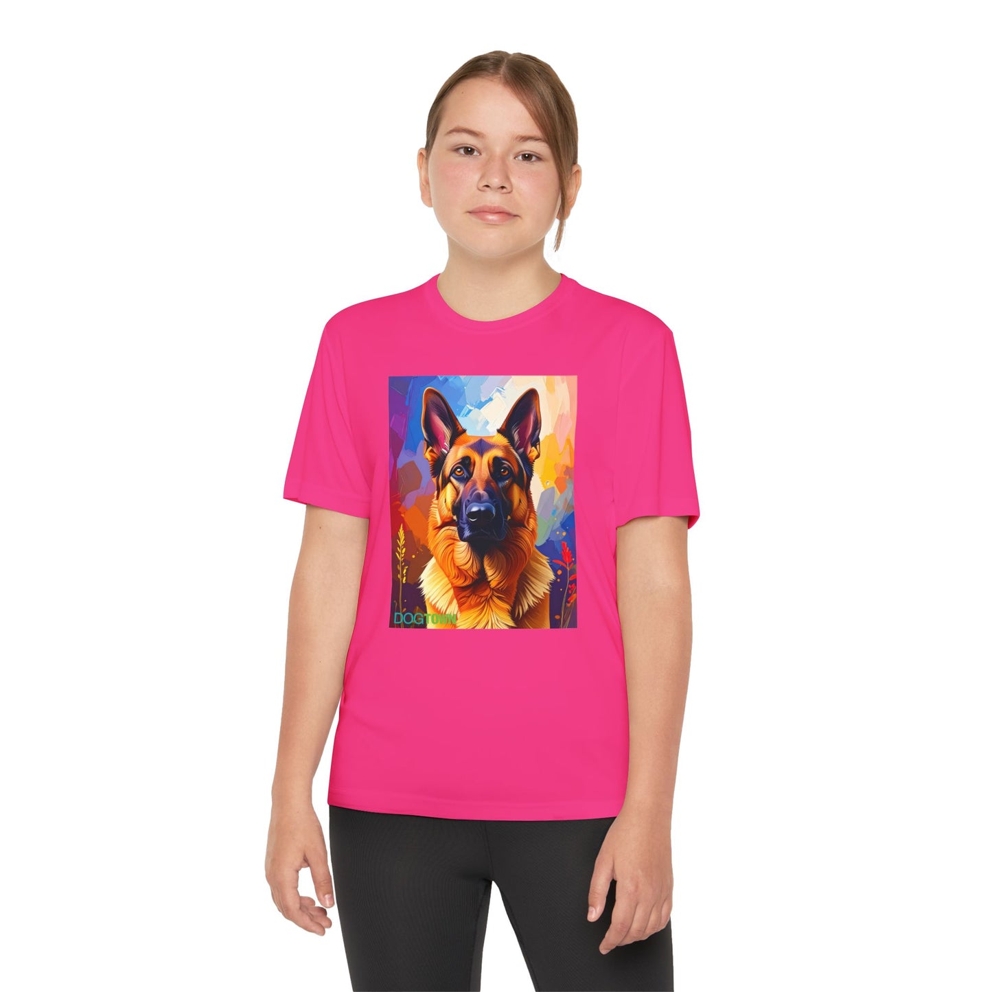 Pup Art Canvas - Kid's Sport Short Sleeve Tee (German Shepherd)