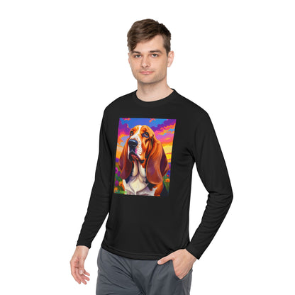 Pup Art Canvas Sport Long Sleeve Tee (Basset Hound)