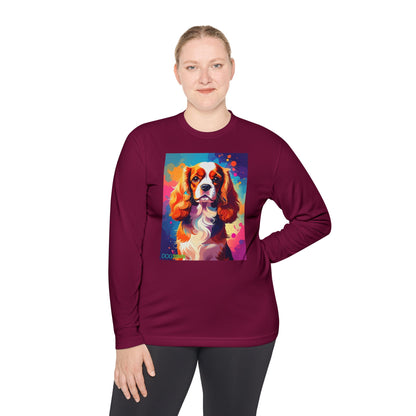 Pup Art Canvas Sport Long Sleeve Tee (Cavalier King Charles Spaniel)