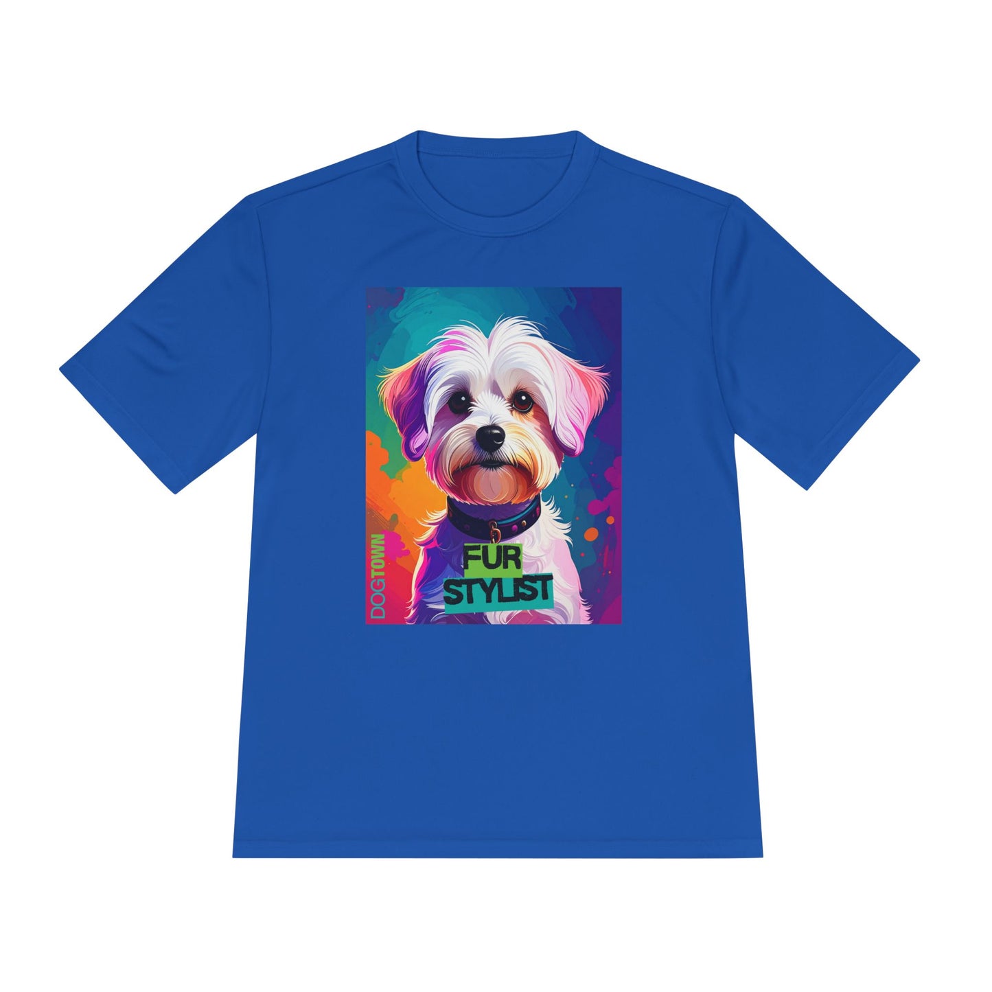 Dogtown Fur Stylist Groomer Shirt (Colorful with White Poodle)