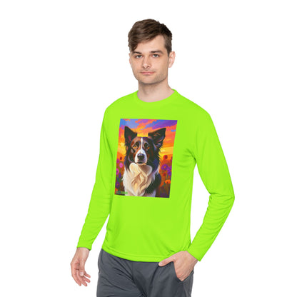 Pup Art Canvas Sport Long Sleeve Tee (Border Collie)