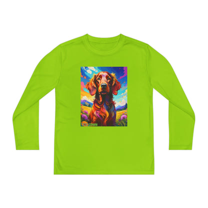 Pup Art Canvas - Kid's Sport Long Sleeve Tee (Irish Setter)