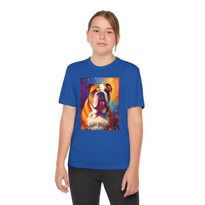 Pup Art Canvas - Kid's Sport Short Sleeve Tee (English Bulldog)