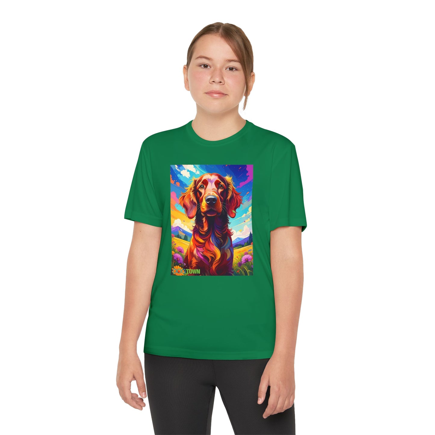 Pup Art Canvas - Kid's Sport Short Sleeve Tee (Irish Setter)