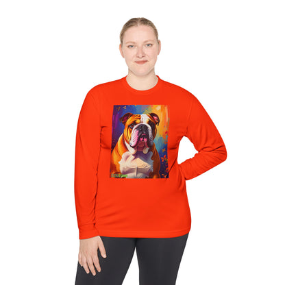 Pup Art Canvas Sport Long Sleeve Tee (English Bulldog)