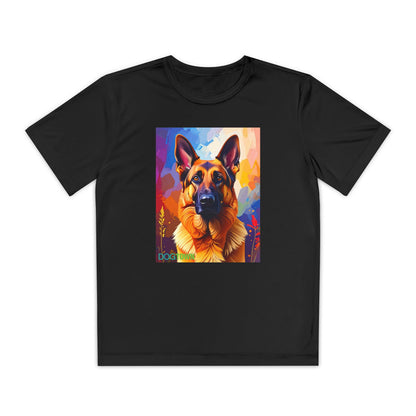 Pup Art Canvas - Kid's Sport Short Sleeve Tee (German Shepherd)