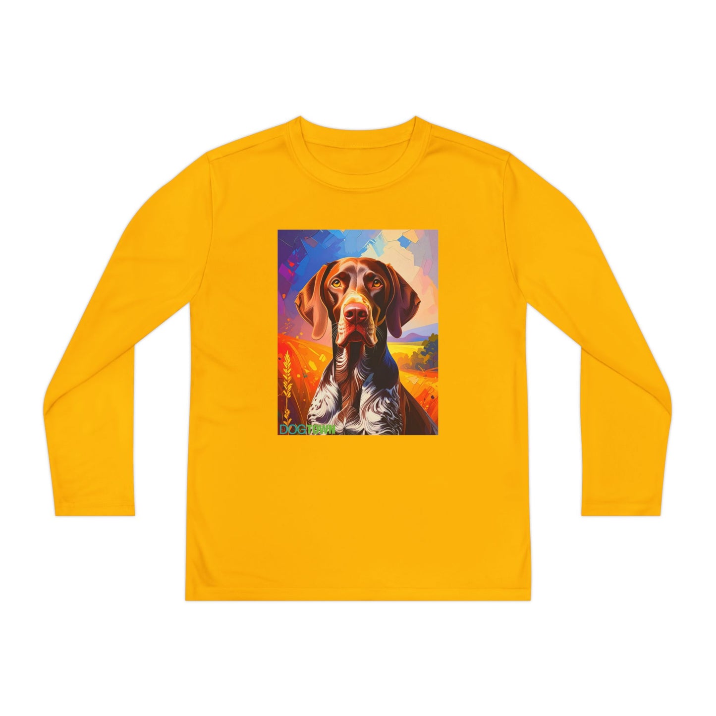Pup Art Canvas - Kid's Sport Long Sleeve Tee (German Shorthaired Pointer)