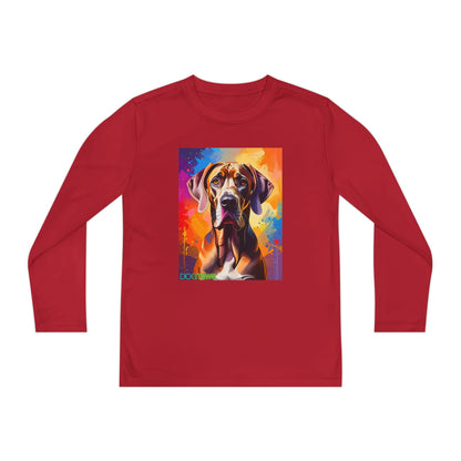 Pup Art Canvas - Kid's Sport Long Sleeve Tee (Great Dane)