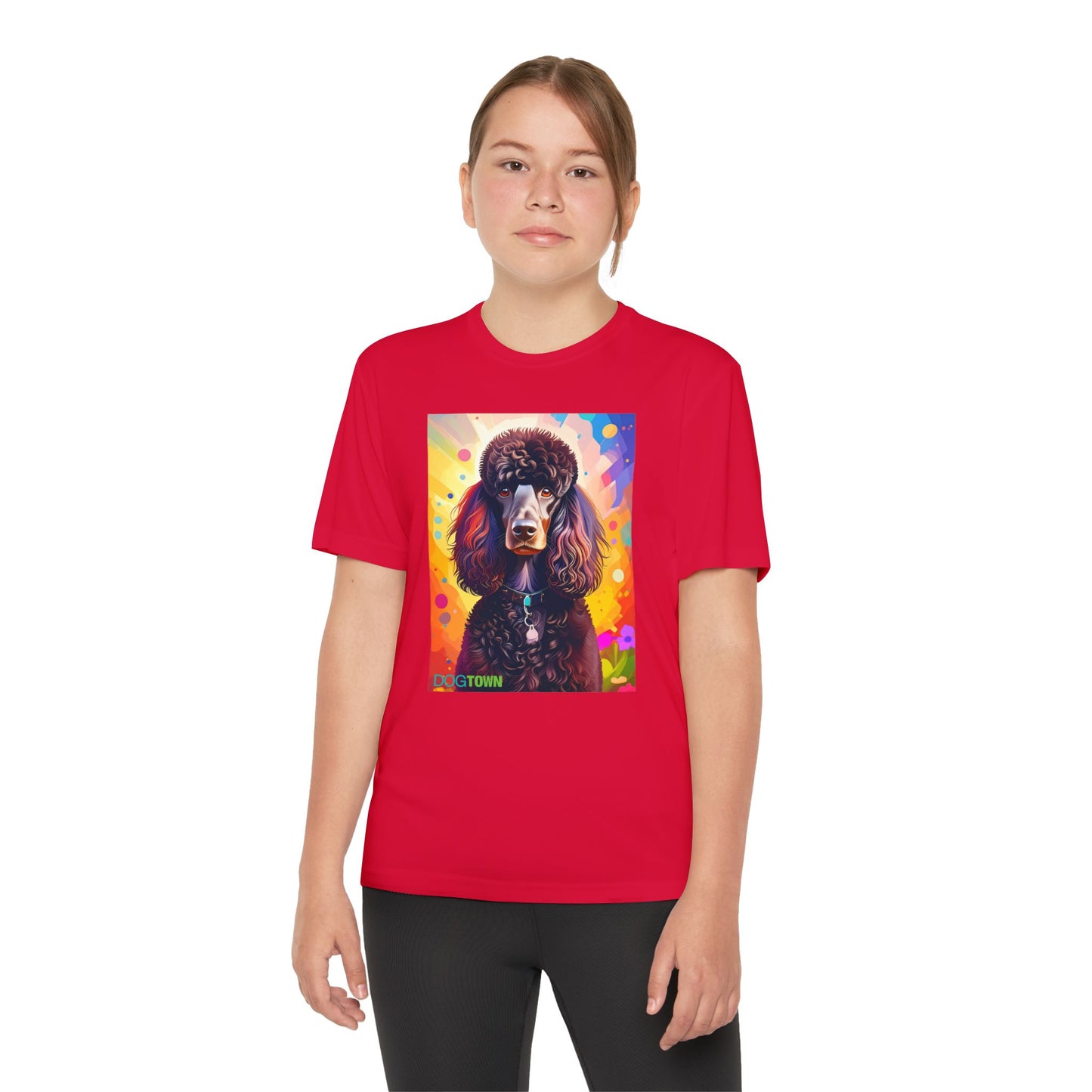 Pup Art Canvas - Kid's Sport Short Sleeve Tee (Standard Poodle)