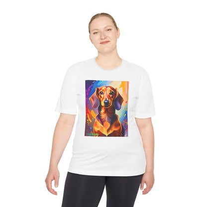 Pup Art Canvas Unisex Moisture Wicking Tee (Dachshund)