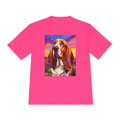 Pup Art Canvas Unisex Moisture Wicking Tee (Basset Hound)