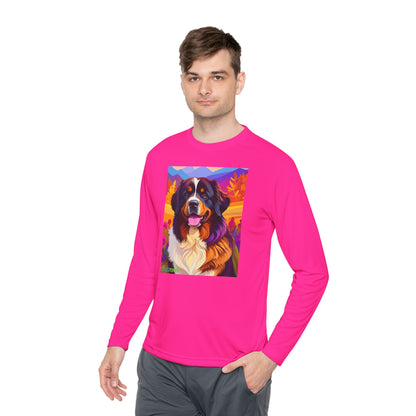 Pup Art Canvas Sport Long Sleeve Tee (Bernese Mountain Dog)