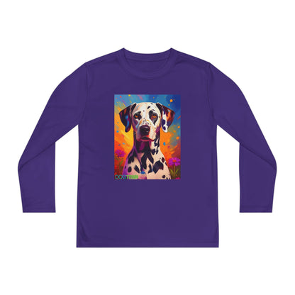 Pup Art Canvas - Kid's Sport Long Sleeve Tee (Dalmatian)