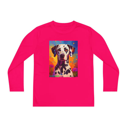 Pup Art Canvas - Kid's Sport Long Sleeve Tee (Dalmatian)
