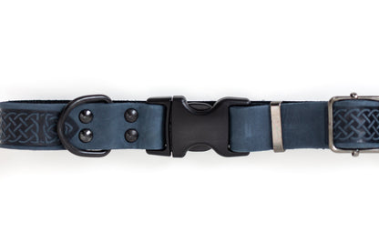 Celtic Sport Blue Jeans Leather Dog Collar