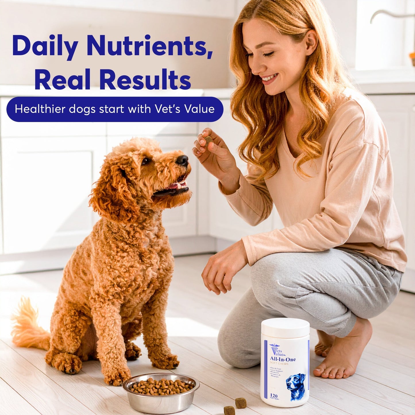 Dog Multivitamin Chews (120 Soft Chews) - All-in-One Vitamins for Dogs of All Ages, Sizes & Breeds | Supports Immunity, Digestive Health, Skin, Coat Joint Health with Glucosamine, Omega Fatty Acids