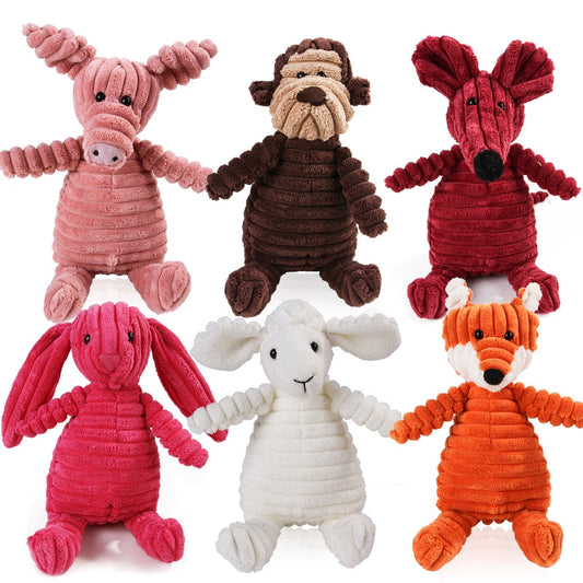 Pet Dog Molar Toy Vent Training Corduroy Monkey Pig Voice Plush Toy
