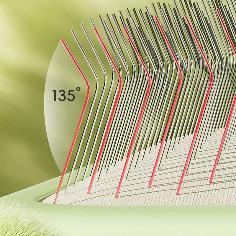 Professional Pet Grooming Brush Dual Tone Handle Dense with Metal Teeth