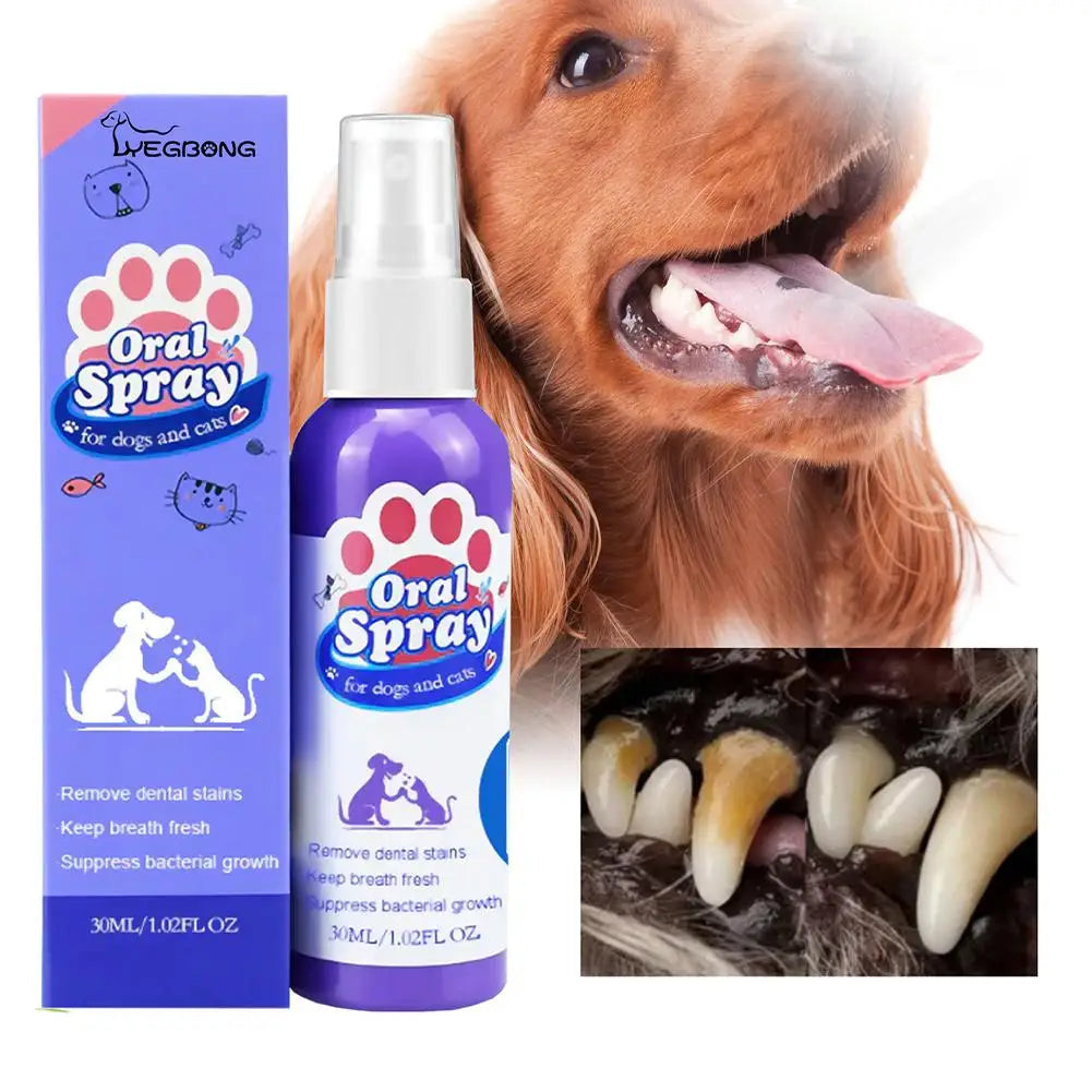Pet Dental Spray Reduces Plaque & Tartar Buildup Dog Cleaning Bad