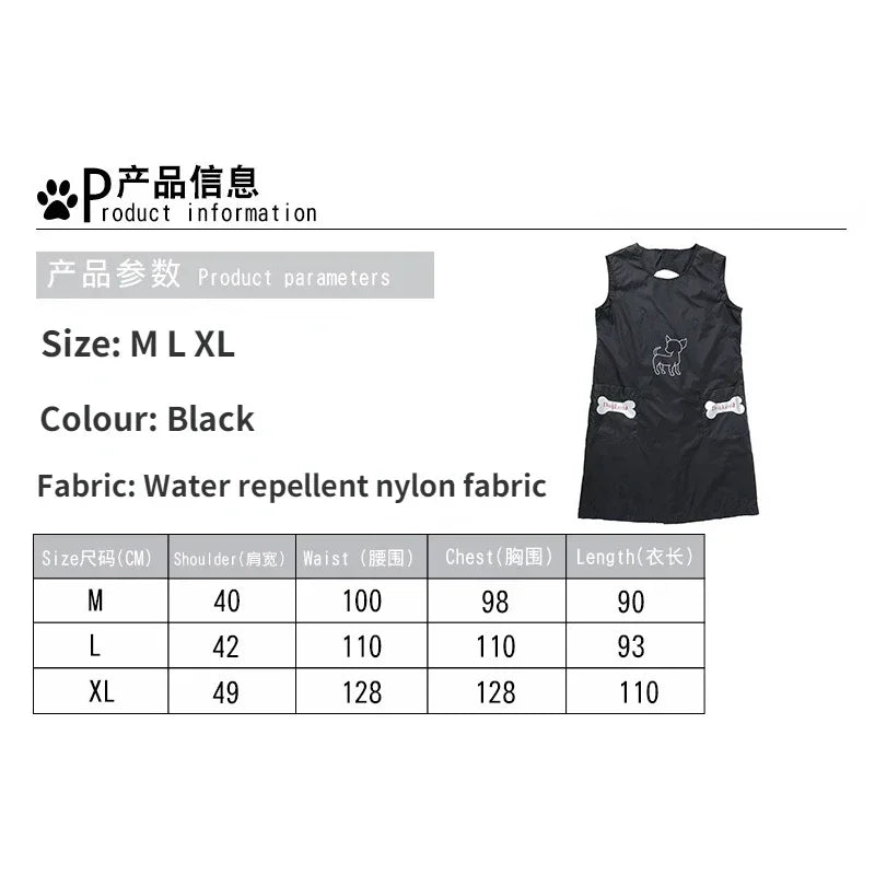 Waterproof Nylon Dog Grooming Apron with Pockets