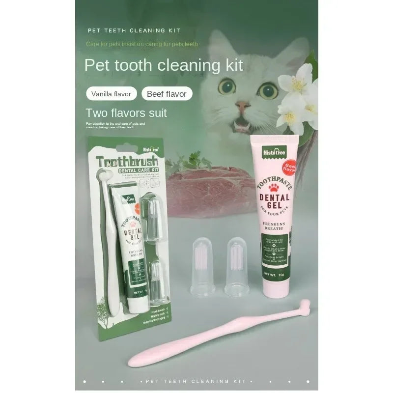 Pet Toothpaste Kit - Dental Care Set for Dogs & Cats, Teeth Cleaning