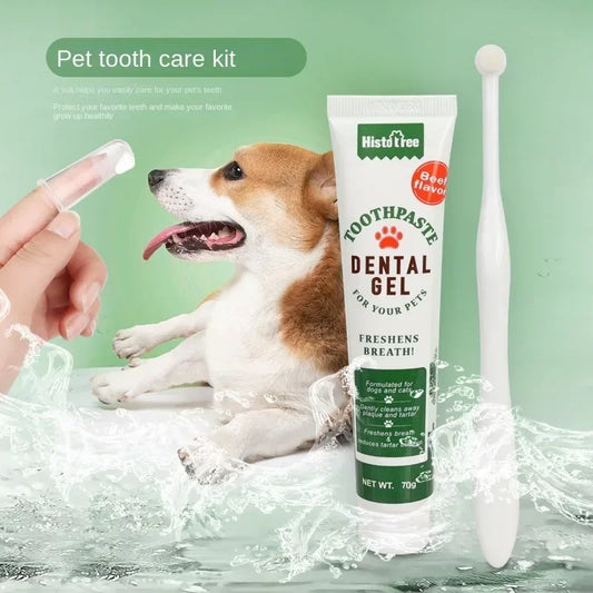 Pet Toothpaste Kit - Dental Care Set for Dogs & Cats, Teeth Cleaning