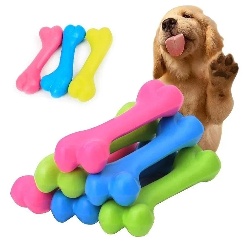 Pet Dog Puppy Cat Rubber Dental Teeth Chew Bone Play Training Fetch